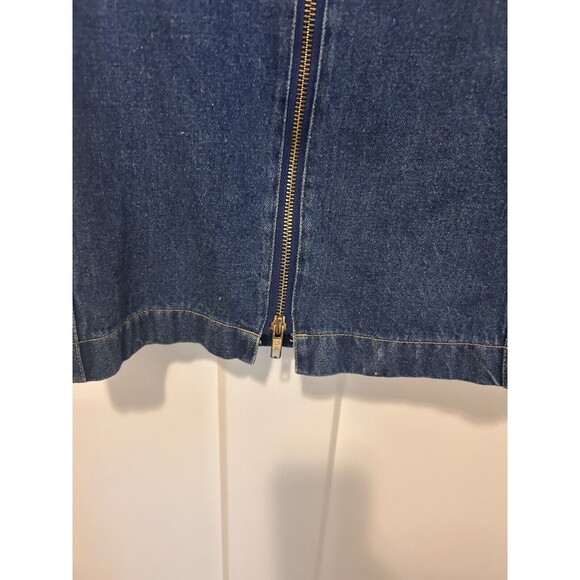 Vintage 90’s Long Sleeve Full Zip Retro Midi Blue Denim Dress Size 3 Rocker - Picture 6 of 7